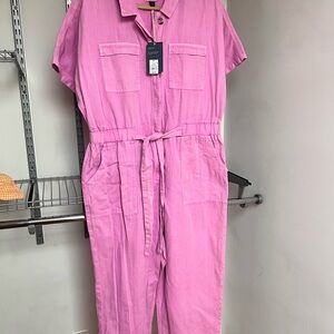 Universal Thread Pink Utility Jumpsuit with Tie Waist